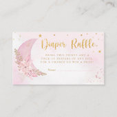 月の上にかわいいピンク赤ちゃんシャワーおむつラッフル エンクロージャーカード (正面)