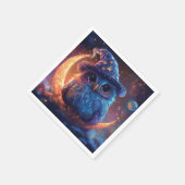 月の上にかわいいフクロウのウィザード：魔法のファンタジーアート スタンダードカクテルナプキン (角)