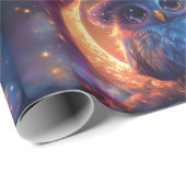 月の上にかわいいフクロウのウィザード:魔法のファンタジーアート ラッピングペーパー (ロールコーナー)