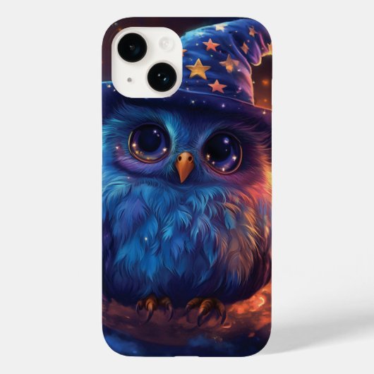 月の上にかわいいフクロウのウィザード:魔法のファンタジーアート Case-Mate iPhoneケース (裏面)