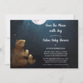 月の上にクマのオンライン赤ちゃんシャワー 招待状 (正面)