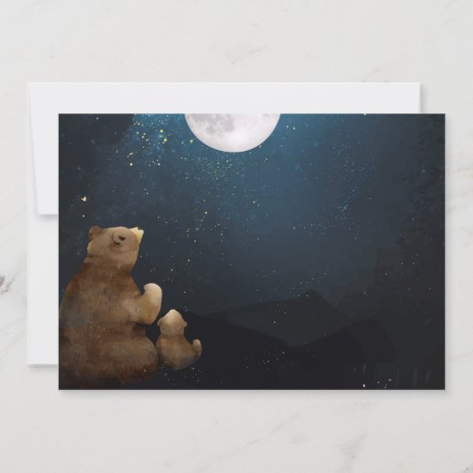 月の上にクマのオンライン赤ちゃんシャワー 招待状 (裏面)