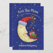 月の上にクリスマスに赤ちゃんが降り注ぐ 招待状 (正面/裏面)