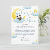 月の上にパンダのベビーボーイの赤ちゃんシャワー サンキューカード (スタンド正面)