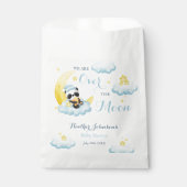 月の上にパンダのベビーボーイの赤ちゃんシャワー フェイバーバッグ (正面)