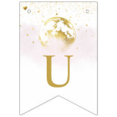 月の上にピンクと金ゴールド、ベビーシャワーを星にする バンティングフラッグ (第2の旗)