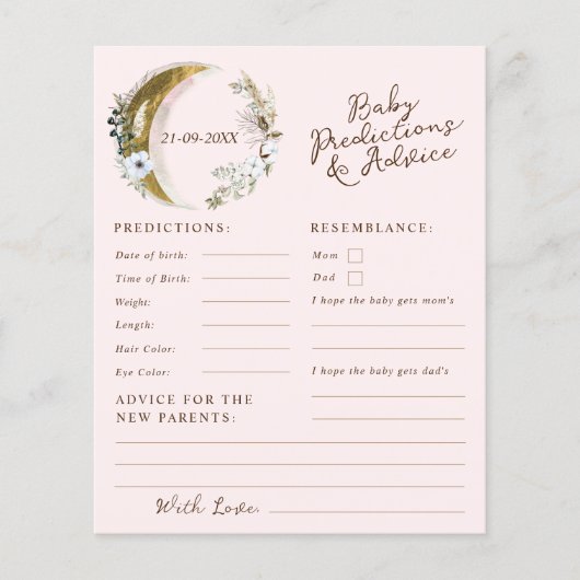 月の上にピンクのベビー予測とアドバイス (正面)