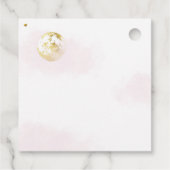 月の上にピンクの天体と星の赤ちゃんシャワー フェイバータグ (裏面)