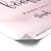 月の上にピンクの赤ちゃんシャワーのゲストブックポスター ポスター (角)