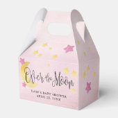 月の上にピンク、赤ちゃんシャワー月の星 フェイバーボックス (裏面サイド)