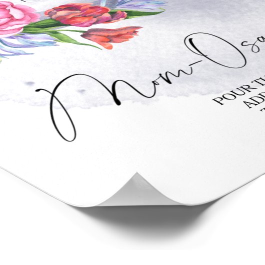 月の上にフローラ赤ちゃんシャワー桃佐バー ポスター (角)