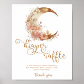 月の上にブーホフローラ金ゴールドおむつラッフルポスター ポスター (正面)