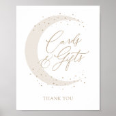 月の上に中立の赤ちゃんシャワーカードとギフト ポスター (正面)