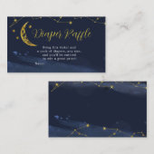 月の上に夜空の赤ちゃんシャワーおむつラッフル エンクロージャーカード (正面/裏面)