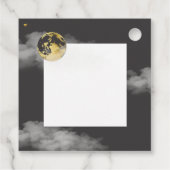 月の上に灰色の天体と星の赤ちゃんシャワー フェイバータグ (裏面)