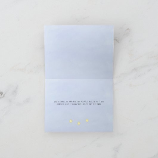 月の上に牛が飛び乗ったミニマリスト サンキューカード (内部)