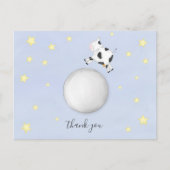 月の上に牛が飛び乗ったミニマリスト ポストカード (正面)