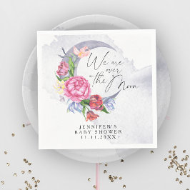 月の上に花の赤ちゃんシャワー スタンダードカクテルナプキン