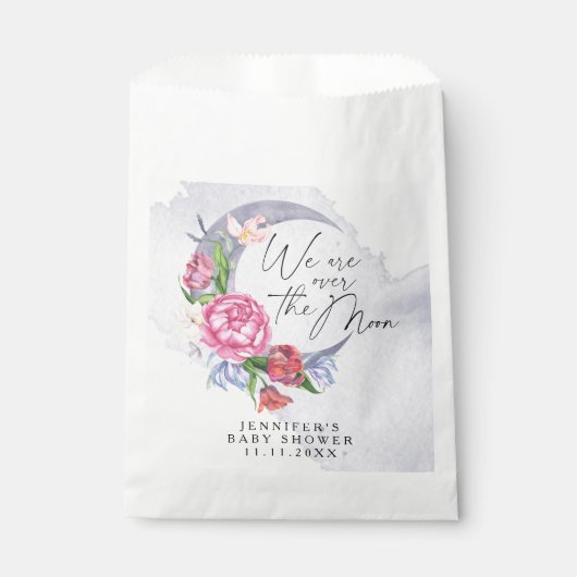 月の上に花の赤ちゃんシャワー フェイバーバッグ (正面)
