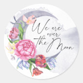 月の上に花の赤ちゃんシャワー ラウンドシール (正面)