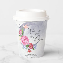 月の上に花の赤ちゃんシャワー 紙コップ