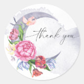 月の上に花の赤ん感謝していだ ラウンドシール (正面)