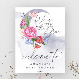 月の上に花へようこそ赤ちゃんシャワーパーティー ポスター