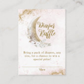 月の上に金ゴールドピンクの赤ちゃん女の子シャワーおむつ エンクロージャーカード (正面)