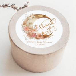 月の上に金ゴールドボホ赤ちゃんシャワー感謝していユー ラウンドシール