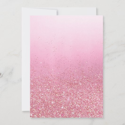 月の上に金ゴールド星ピンクの女の子の赤ちゃんシャワー 招待状 (裏面)