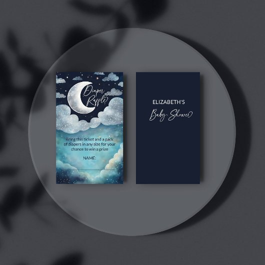 月の上に銀河系の赤ちゃんシャワーおむつラッフル エンクロージャーカード