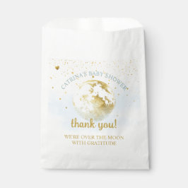 月の上に青い金ゴールドと星の赤ちゃんシャワー フェイバーバッグ
