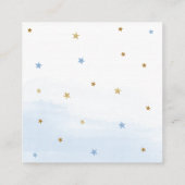 月の上に青の本のベビー挿入 スクエア名刺 (裏面)