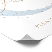 月の上に青の赤ちゃんシャワー好意サイン ポスター (角)