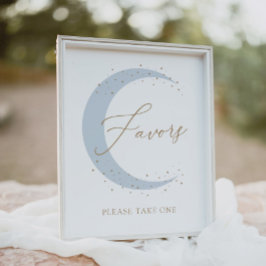 月の上に青の赤ちゃんシャワー好意サイン ポスター