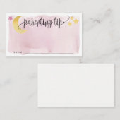 月の上に、ピンクの子育て先端の瓶アドバイスカード エンクロージャーカード (正面/裏面)