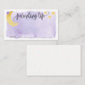 月の上に、紫の子育てヒントのjarカード エンクロージャーカード (正面/裏面)