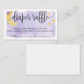 月の上に、紫の赤ちゃんシャワーおむつラッフル エンクロージャーカード (正面/裏面)