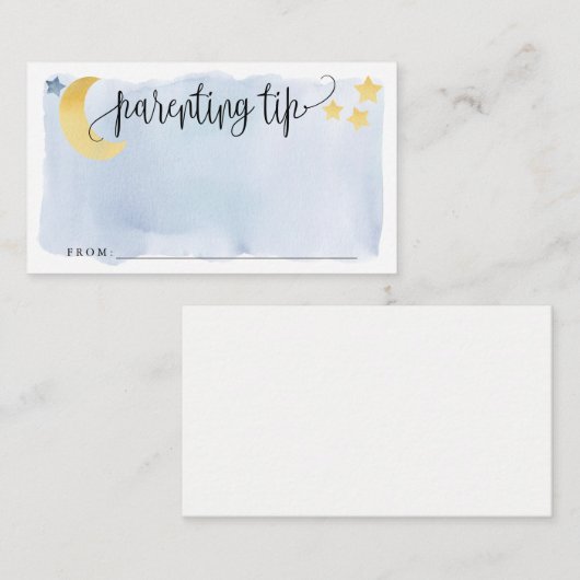 月の上に、青い子育てヒントjarアドバイスカード エンクロージャーカード (正面/裏面)
