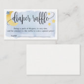 月の上に、青い赤ちゃんシャワーおむつラッフル エンクロージャーカード (正面/裏面)