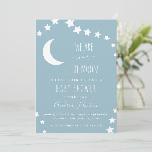 月の上のほこりっぽい青と星の夢のような三日月 招待状 (スタンド正面)