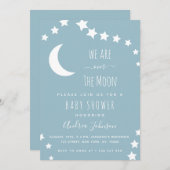 月の上のほこりっぽい青と星の夢のような三日月 招待状 (正面/裏面)