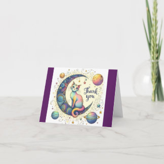 月の上のグルービーキャット サンキューカード