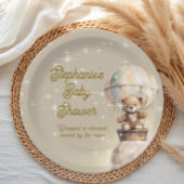 月の上のテディベア男女兼用ベビーシャワー ペーパープレート