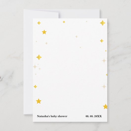 月の上のテーマ|ベビーシャワーゲームの上または下 招待状 (裏面)