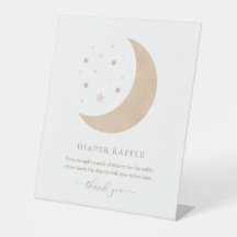 月の上のピンクの女の子の赤ちゃんシャワーおむつラッフル