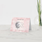 月の上のピンクの女の子の赤ちゃんシャワーサンキューカード サンキューカード (正面)