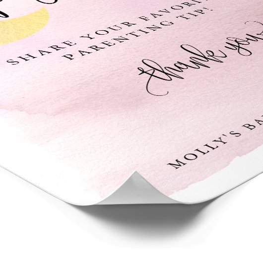 月の上のピンクの子育て先端の瓶の表示 ポスター (角)