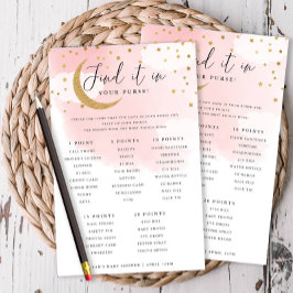 月の上のピンクの財布スカベンジャー狩りゲームカード チラシ