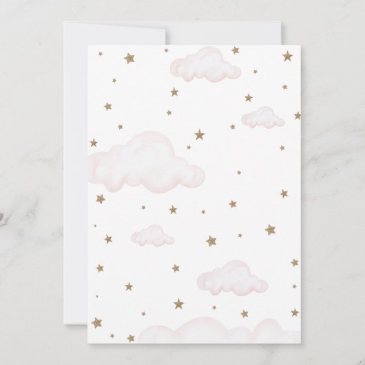 月の上のピンクの赤ちゃんシャワー招待状 招待状 (裏面)